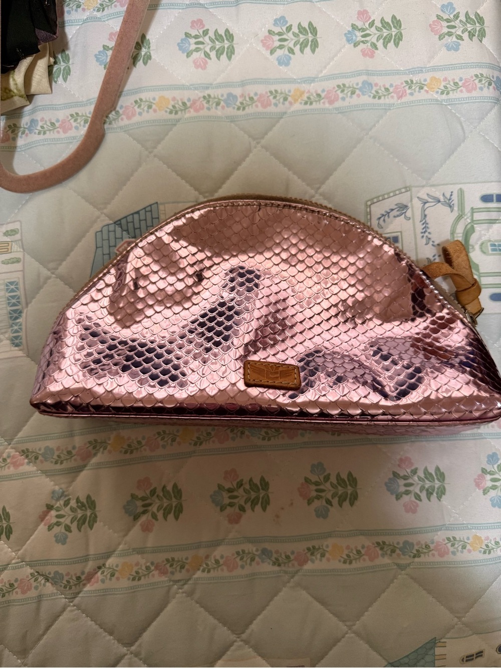Consuela Metallic Rose Pink Cosmetic Clutch